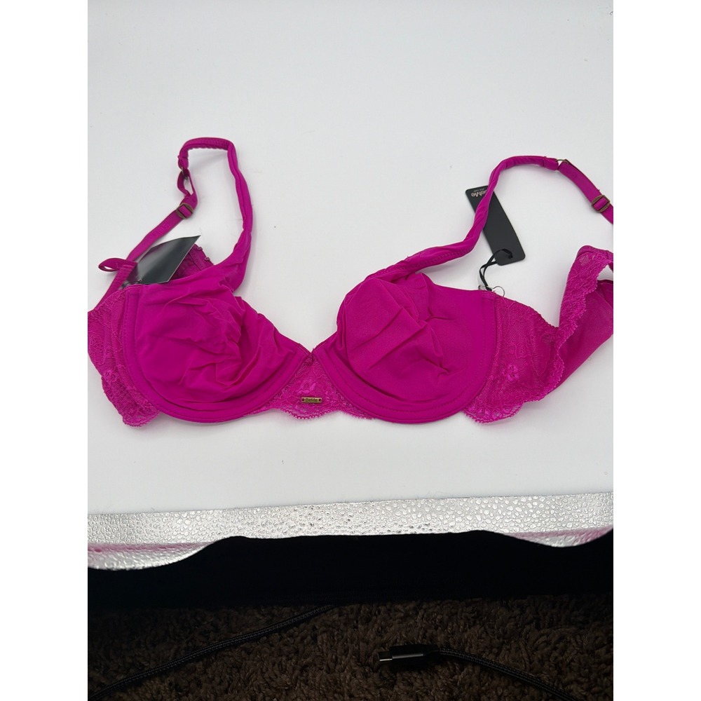 BeMe New York Magenta Pink Lace Demi Underwire Bra BMRT002 34B NEW